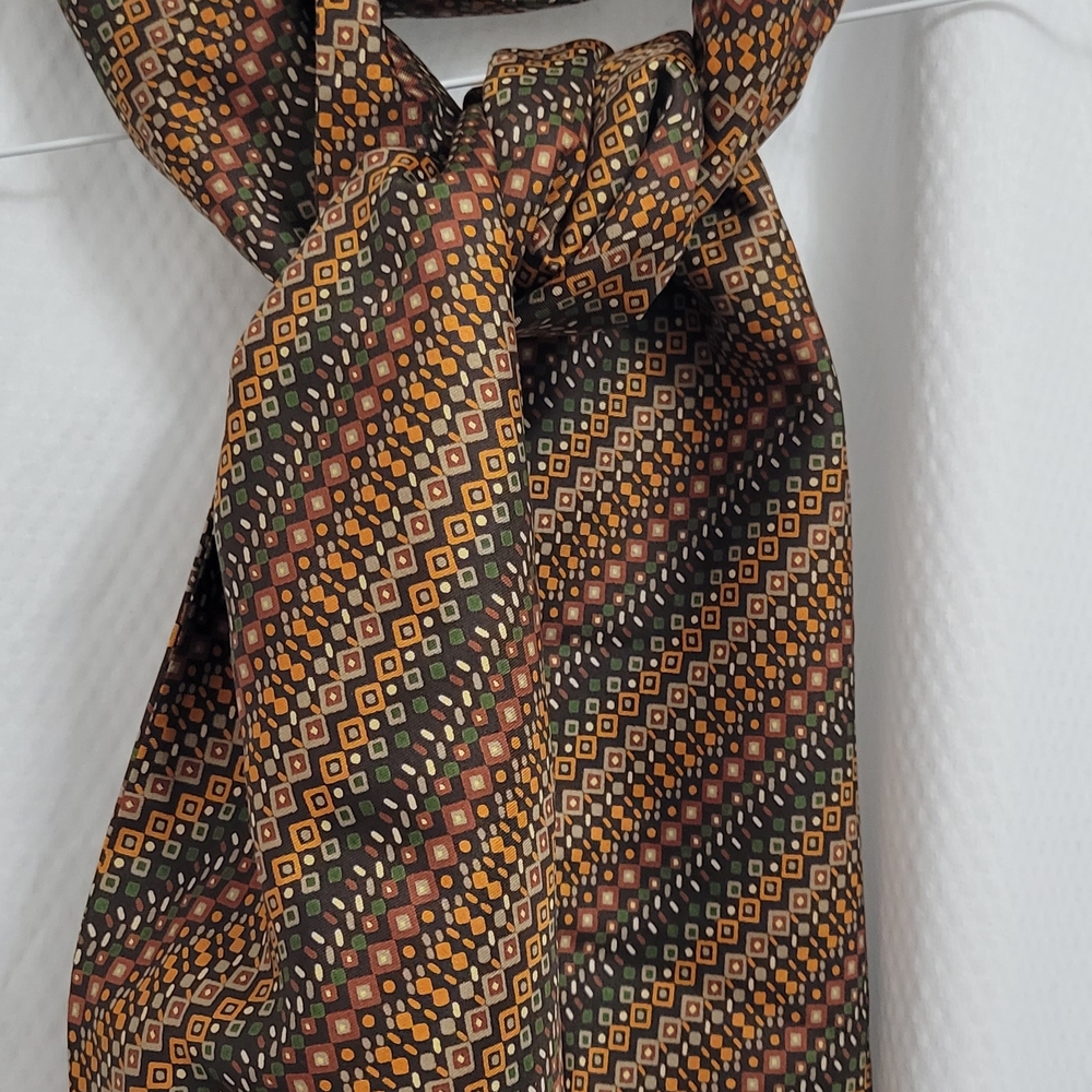 Dior Vibrant Patterned Scarf in Orange and Green